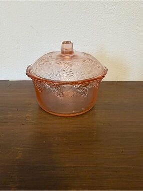 Vintage Pink Glass Covered Casserole Dish - Decorative Lidded Serving Bowl